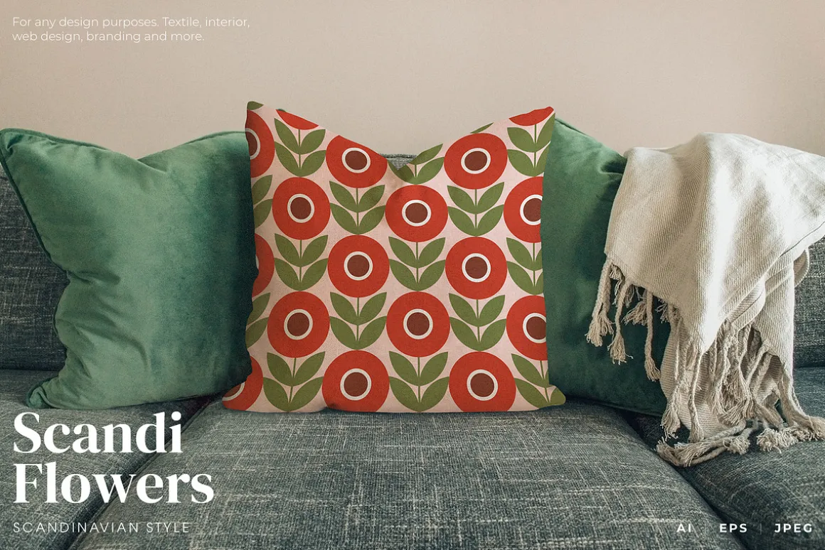 Scandi Retro Flowers patterns