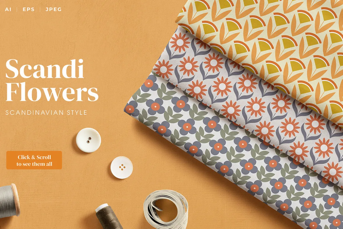 Scandi Retro Flowers patterns