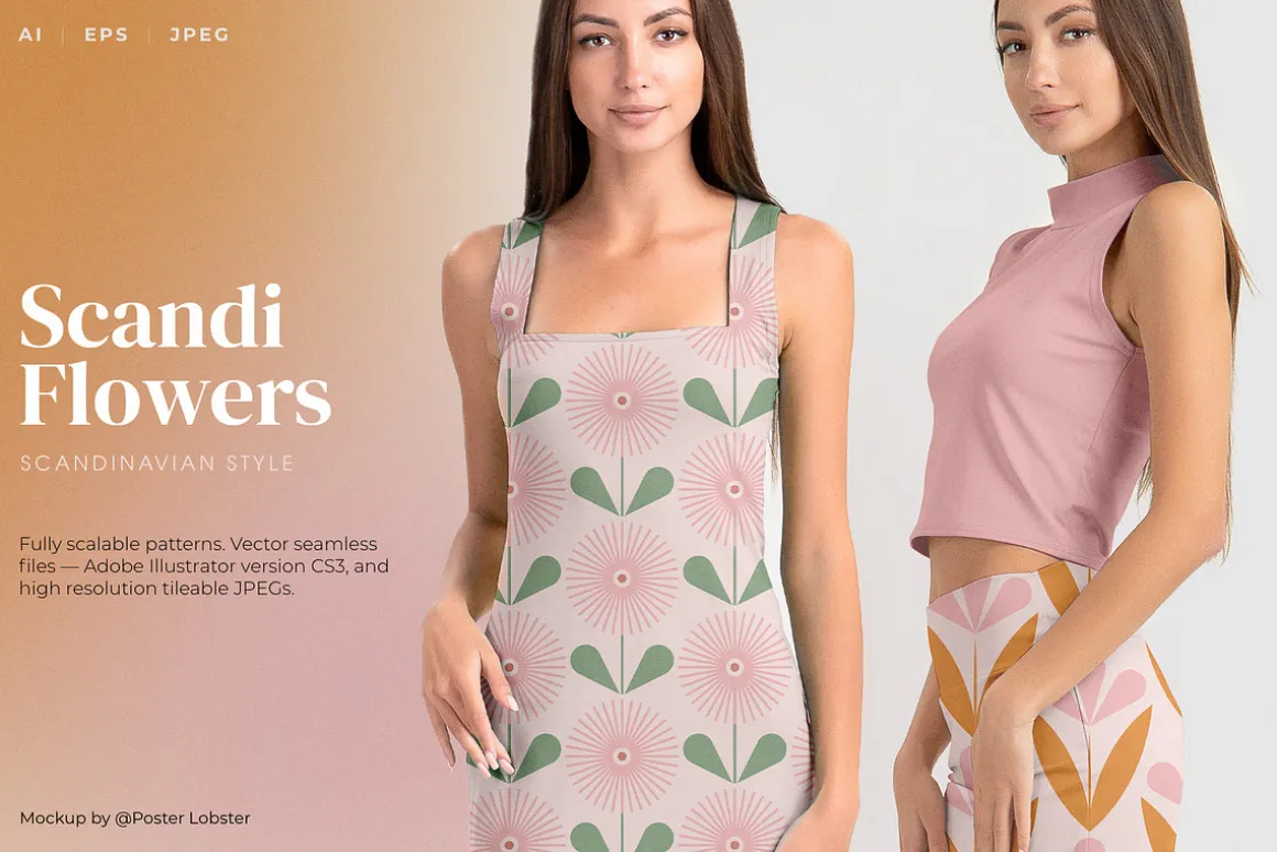 Scandi Retro Flowers patterns