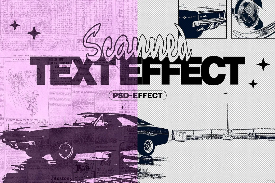 Scanned Copier Ink Bleed Effect PSD