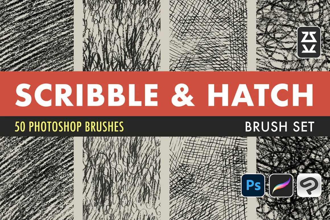 Scribble and Hatch Brush Set