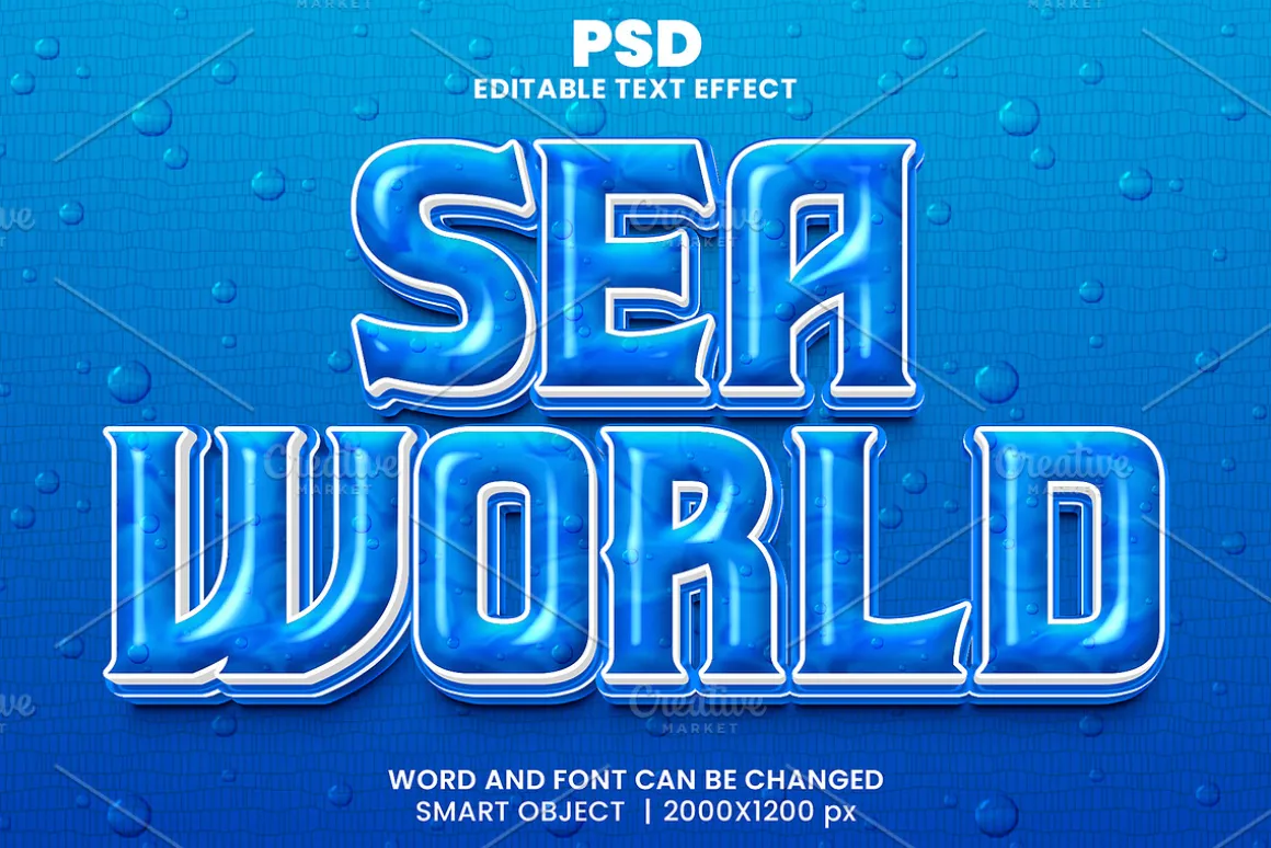 Sea Blue 3D Text Effect Font