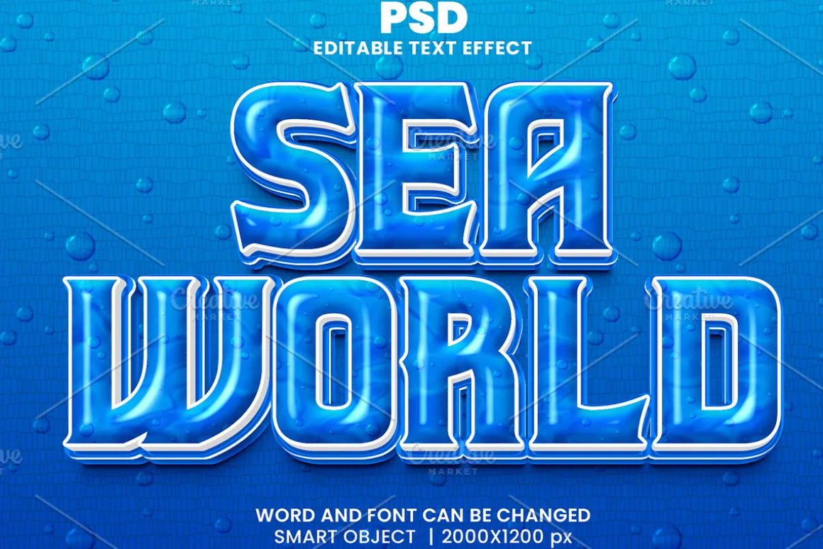 Sea Blue 3D Text Effect Font