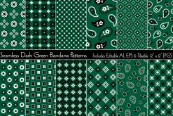Seamless Dark Green Bandana Patterns