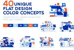 Set of 40 Modern Flat Design Concept