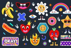 Set of Various Patches and Stickers