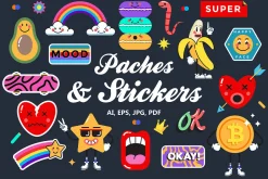 Set of Various Patches and Stickers