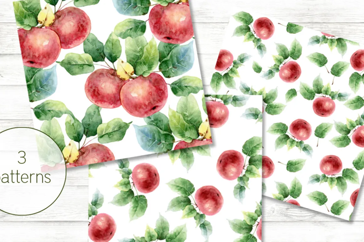 Set with apples