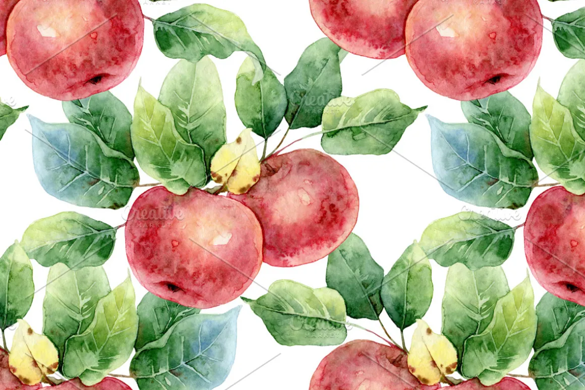 Set with apples
