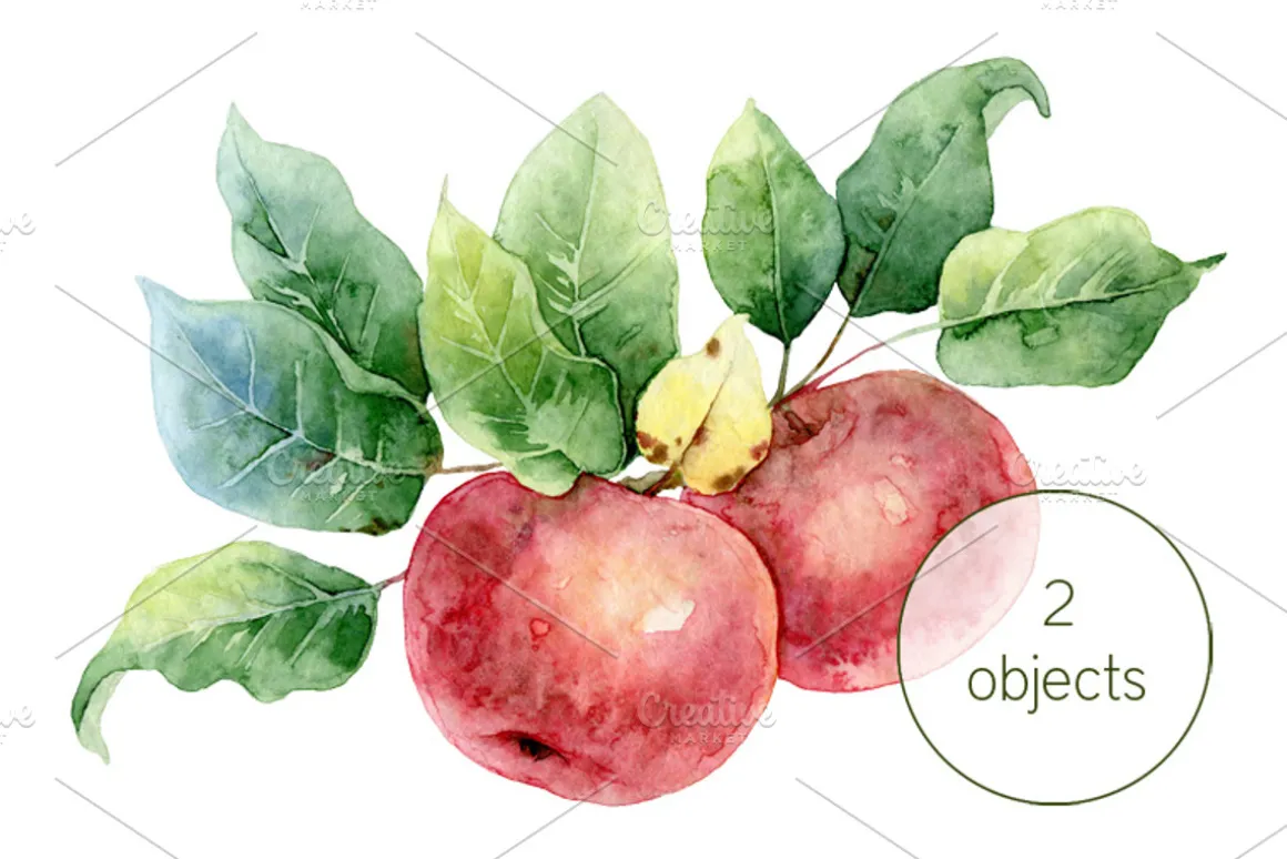 Set with apples