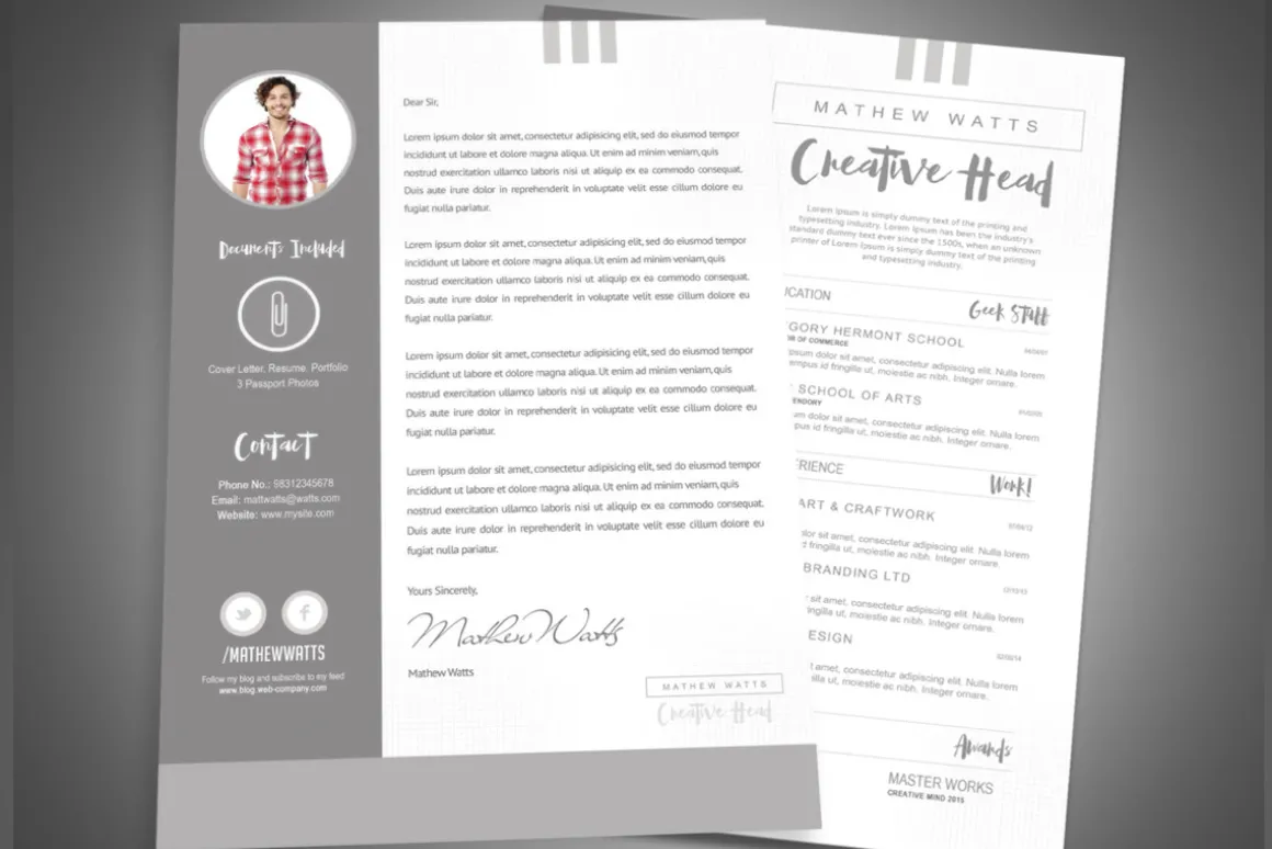 Sharp & Clean Resume for Photoshop