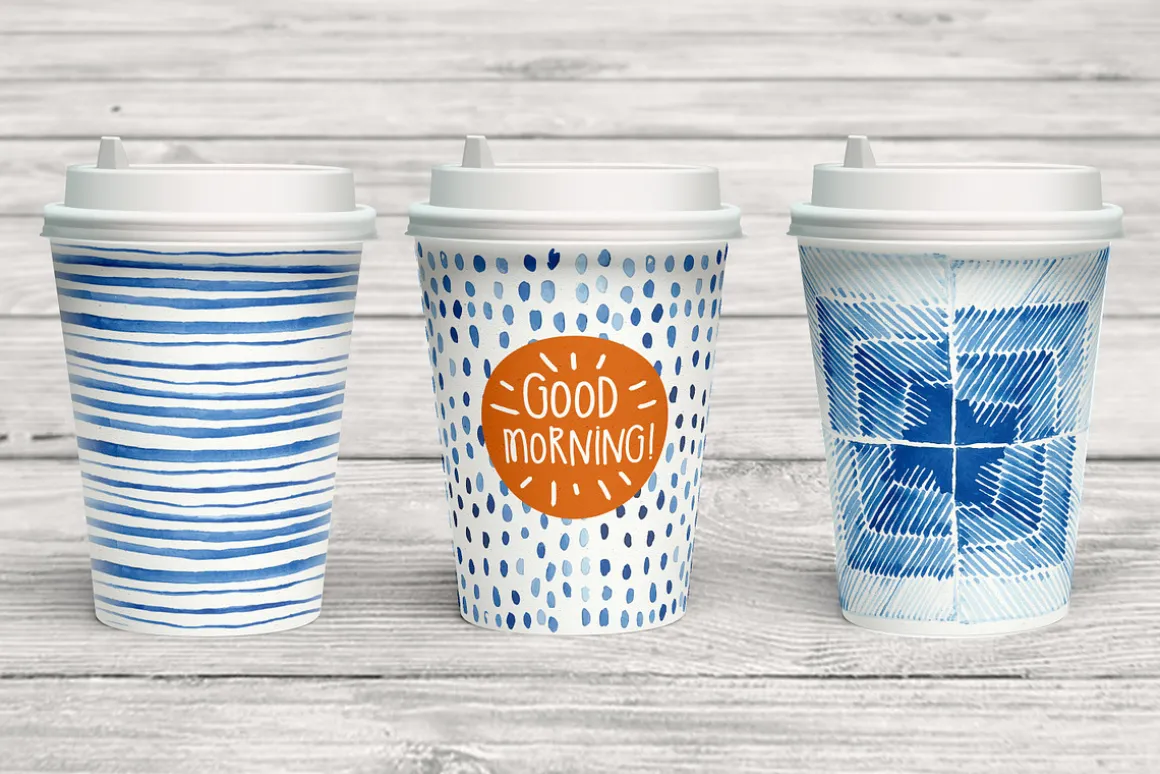 Shibori indigo watercolor collection