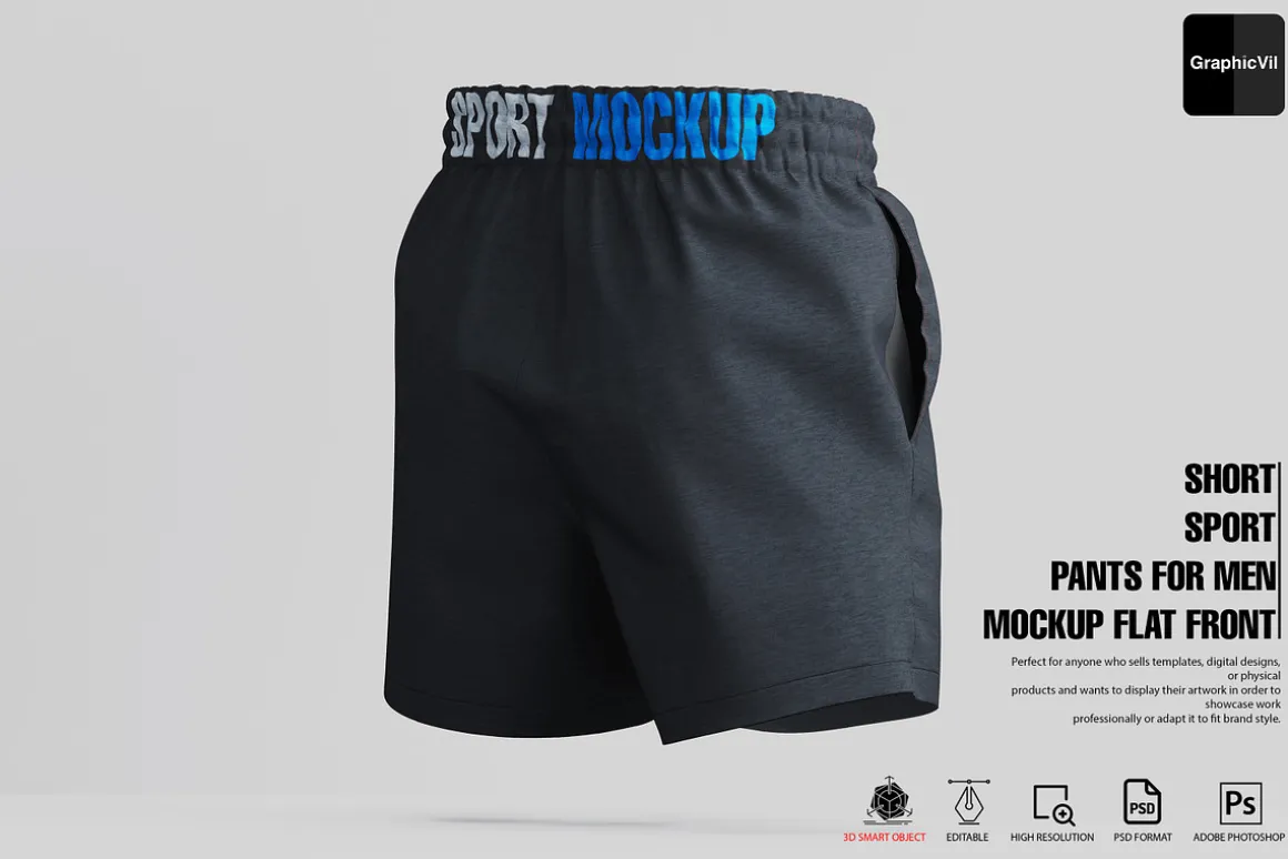 Short Sport Pants for Men Mockup