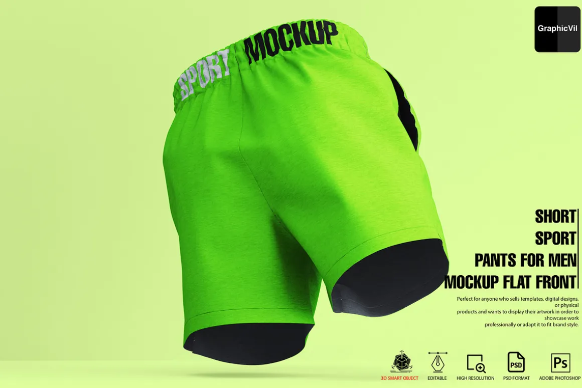 Short Sport Pants for Men Mockup