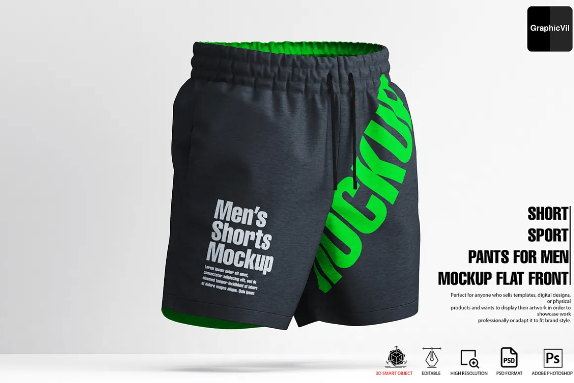 Short Sport Pants for Men Mockup