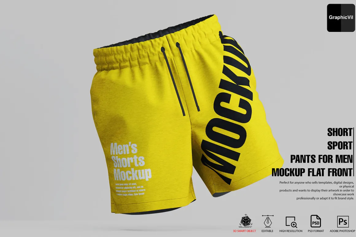 Short Sport Pants for Men Mockup