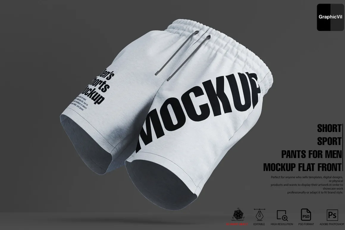 Short Sport Pants for Men Mockup