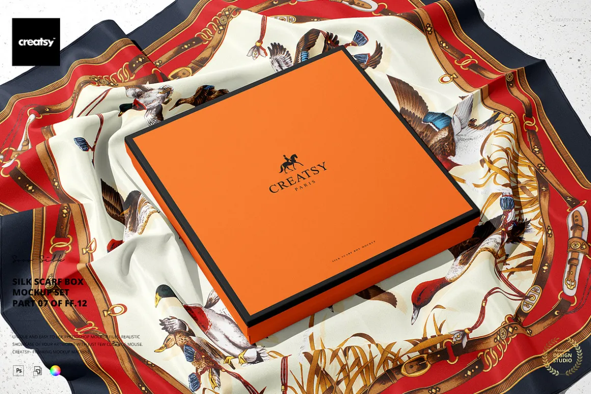 Silk Scarf Box Mockup Set 07/FFv.12