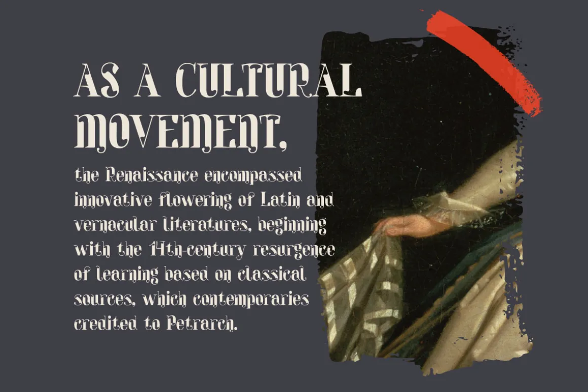 Silvery renaissance serif font