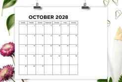 2028 Simple 8.5x11 Calendar Template