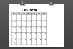 2028 Simple 8.5x11 Calendar Template