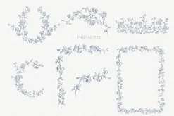 Sketched roses clipart collection