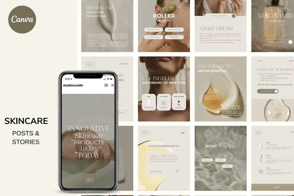SKINCARE Canva templates