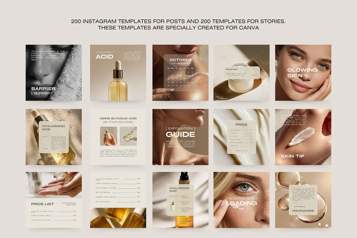 400 Skincare Instagram Templates