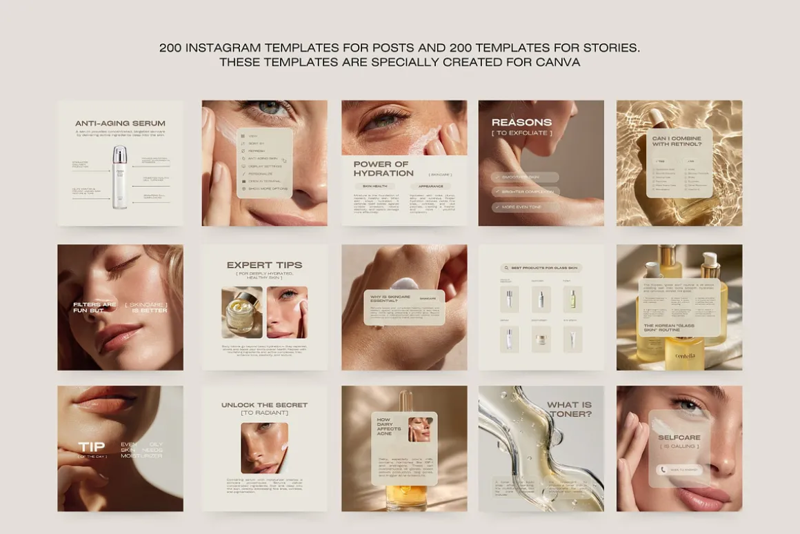 400 Skincare Instagram Templates