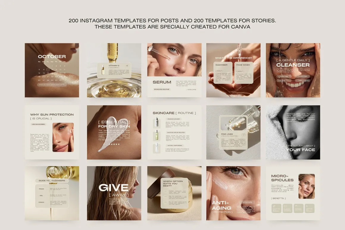 400 Skincare Instagram Templates