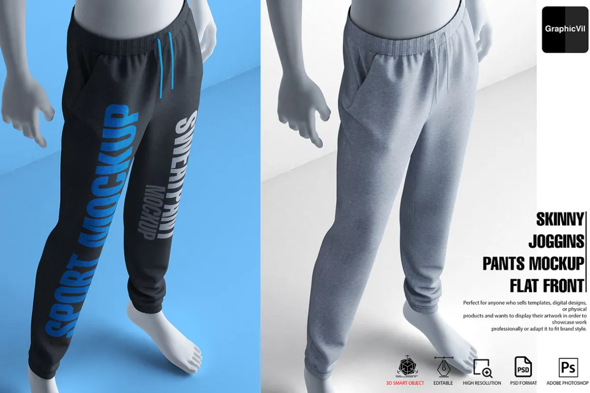 Skinny Joggings Pants Mockup