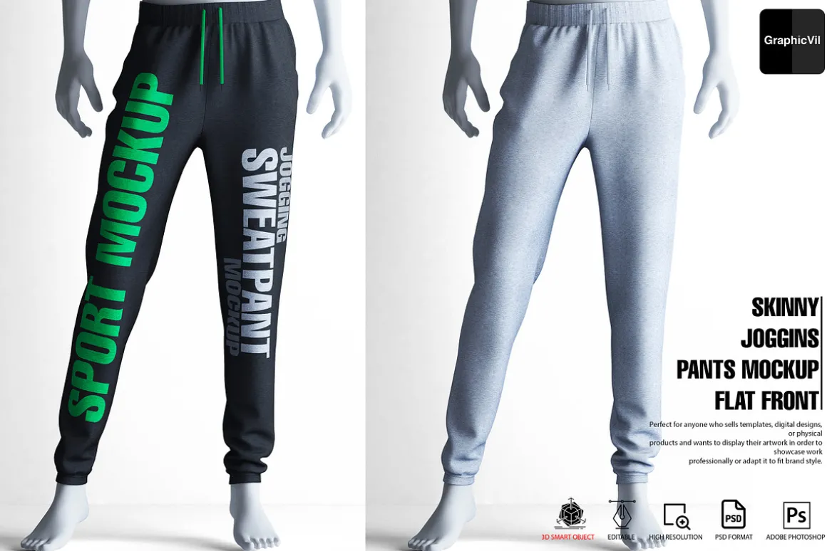 Skinny Joggings Pants Mockup