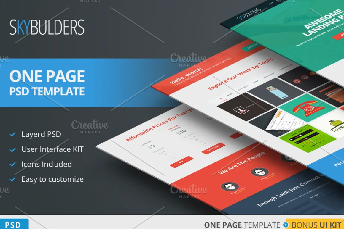SkyBuilders One Page PSD Template