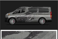Sleek Gray Vehicle Wrap Design