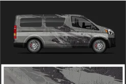 Sleek Gray Vehicle Wrap Design