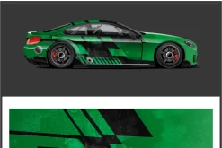 Sleek Green Car Wrap Design