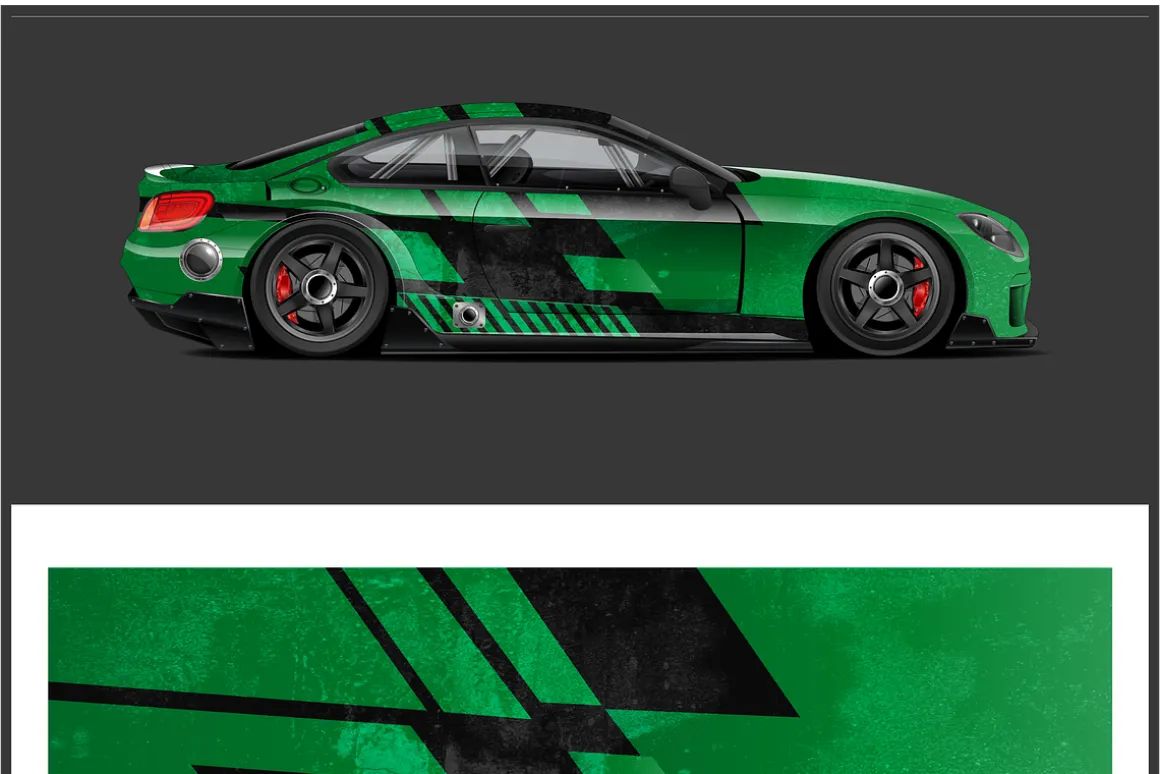 Sleek Green Car Wrap Design