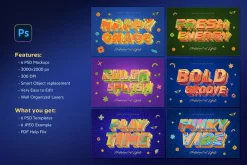 Sliced 3D Text Effects – 6 PSD