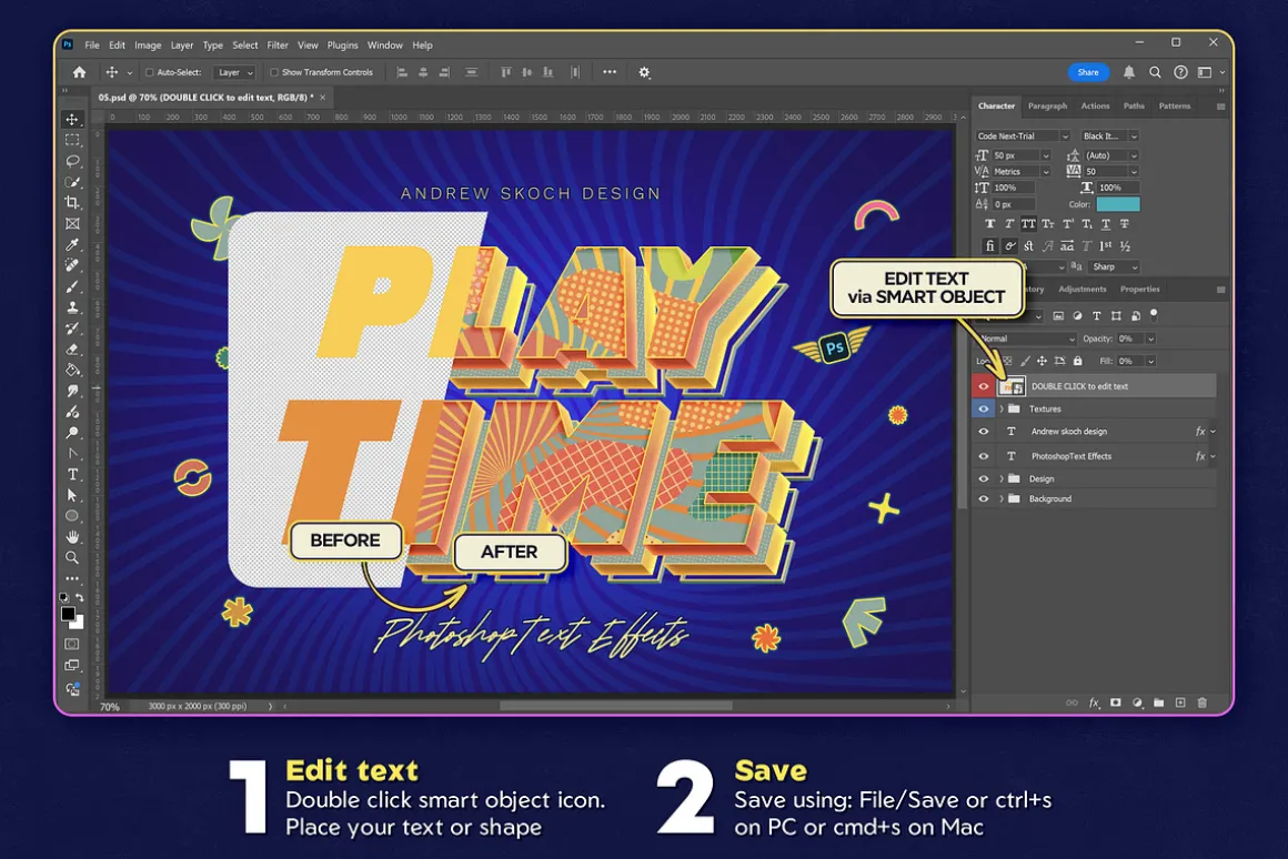 Sliced 3D Text Effects – 6 PSD