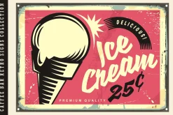Snacks and beverages vintage signs