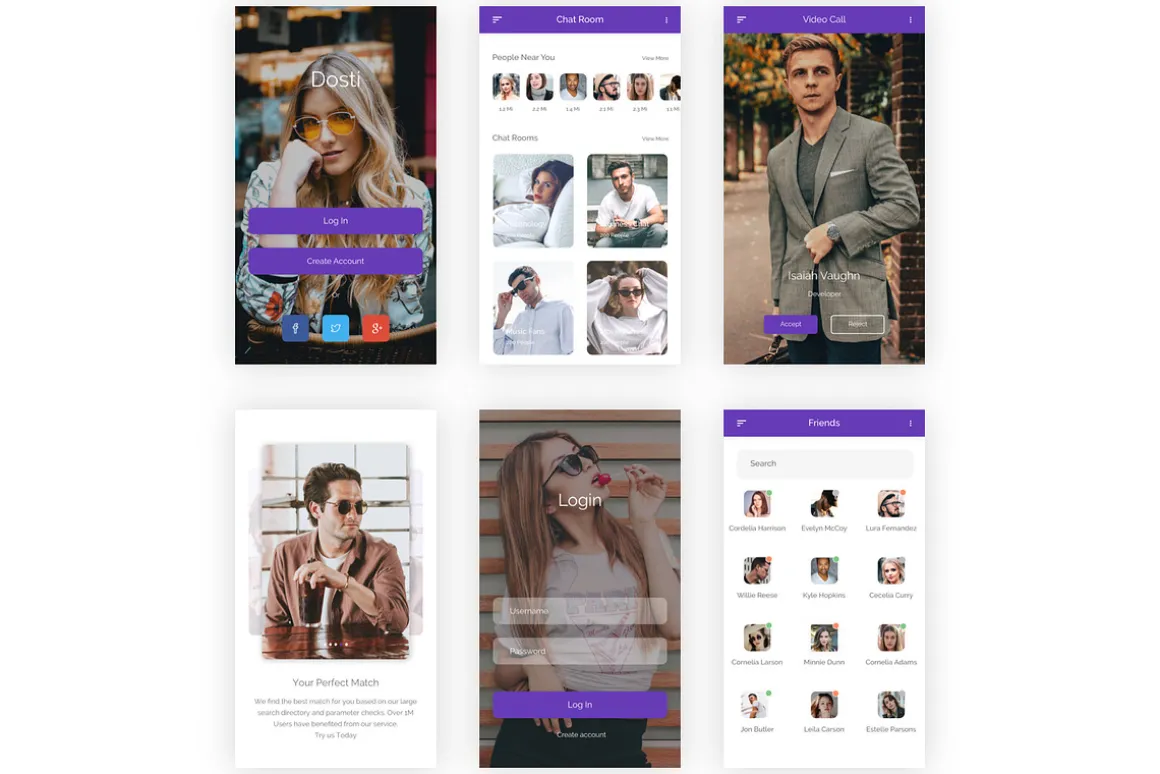 Social Media Mobile App UI Kit (PSD)