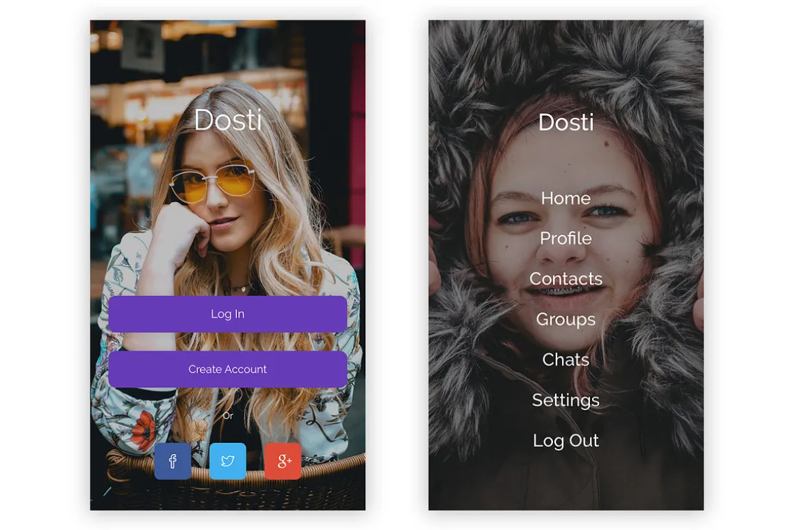 Social Media Mobile App UI Kit (PSD)
