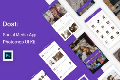 Social Media Mobile App UI Kit (PSD)