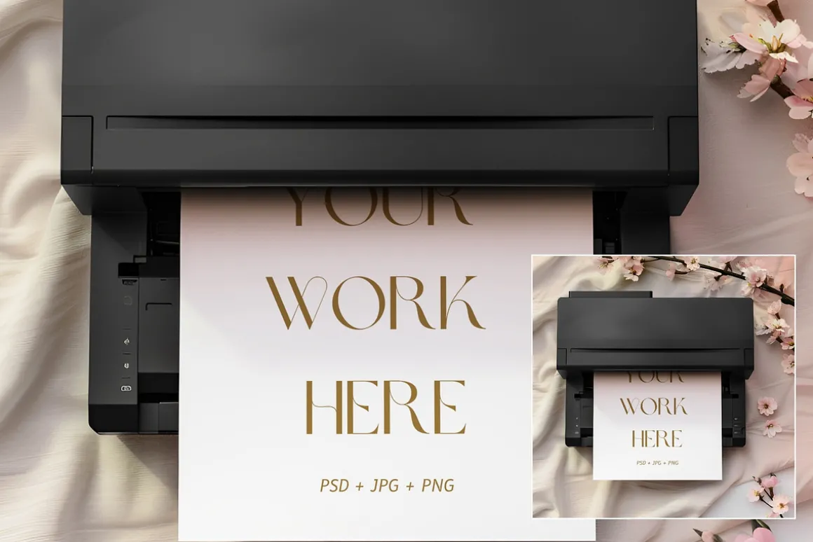 Soft Blush A4 Printer Mockup PR001