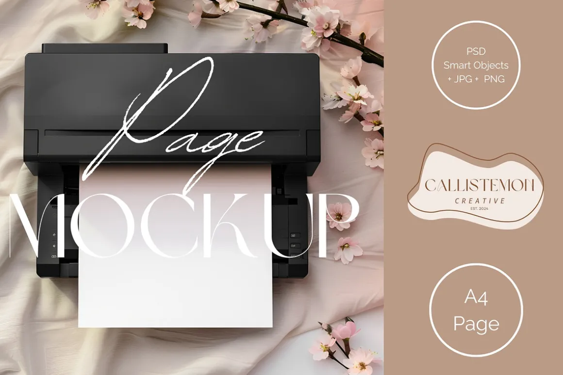Soft Blush A4 Printer Mockup PR001