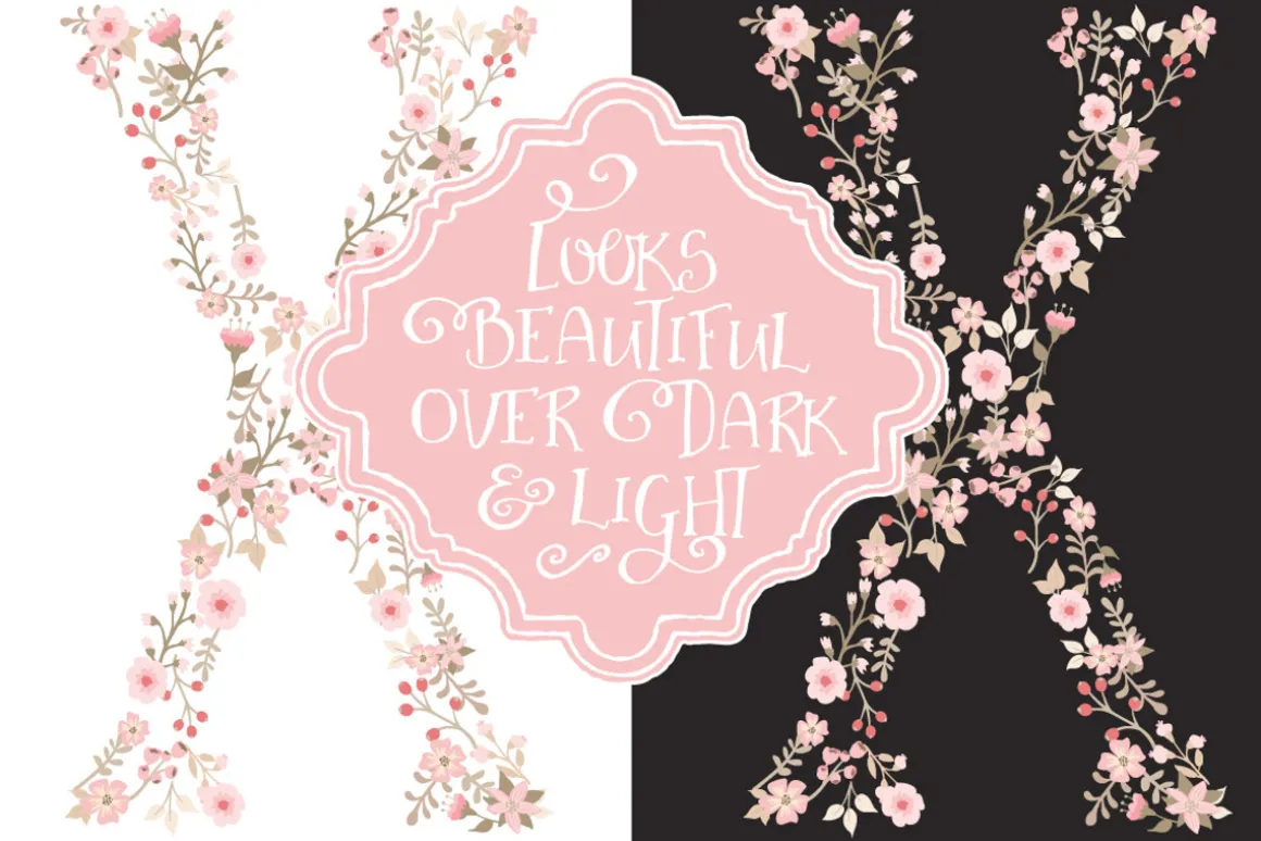 Soft Pink Floral Alphabet Vectors