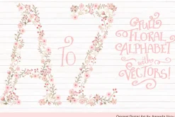 Soft Pink Floral Alphabet Vectors