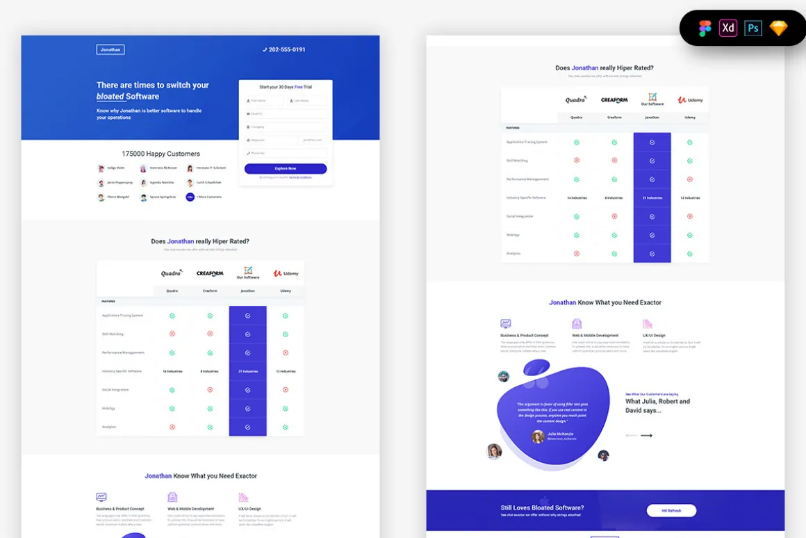 Software Comparison Landing Page