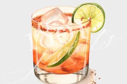 Spicy Paloma Cocktail Illustration