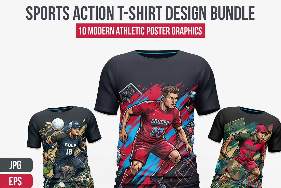 Sports Action T-Shirt Design Bundle